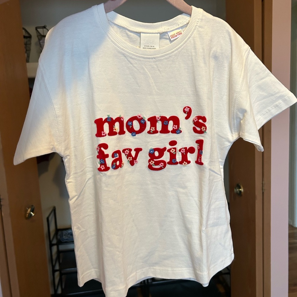 Zara Kids White Tee with Red Text